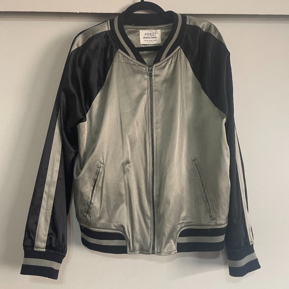Olive Satin Bomber Jacket